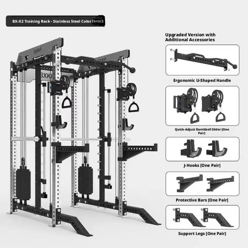 Pin Loaded Smith Machine Multi Function Squat Rack Commercial Home Gym Strength Training Equipment with Cable System & Pec Fly