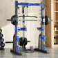 Multi-Function Smith Machine with Cable Crossover, Home Gym Power Rack with Pull-Up Bar & Lat Pulldown, Total Muscle Training St