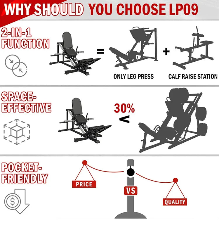 Leg Press Machine for Home Gym, Seated Calf Raise and Hack Squat Equipment, Lower Body Strength Trainer