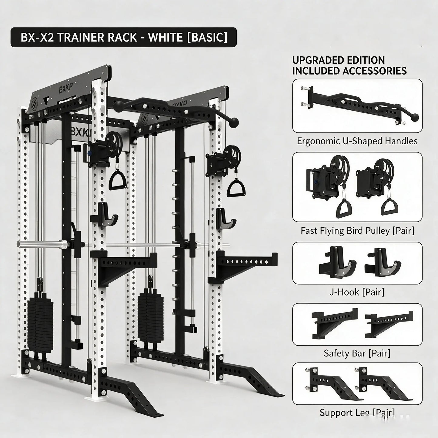 Pin Loaded Smith Machine Multi Function Squat Rack Commercial Home Gym Strength Training Equipment with Cable System & Pec Fly