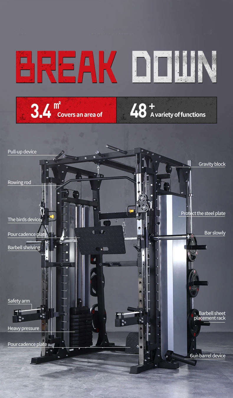 Smith Machine Power Rack Multifunctional Squat Rack Cable Crossover Integrated Comprehensive Home Gym Fitness Equipment