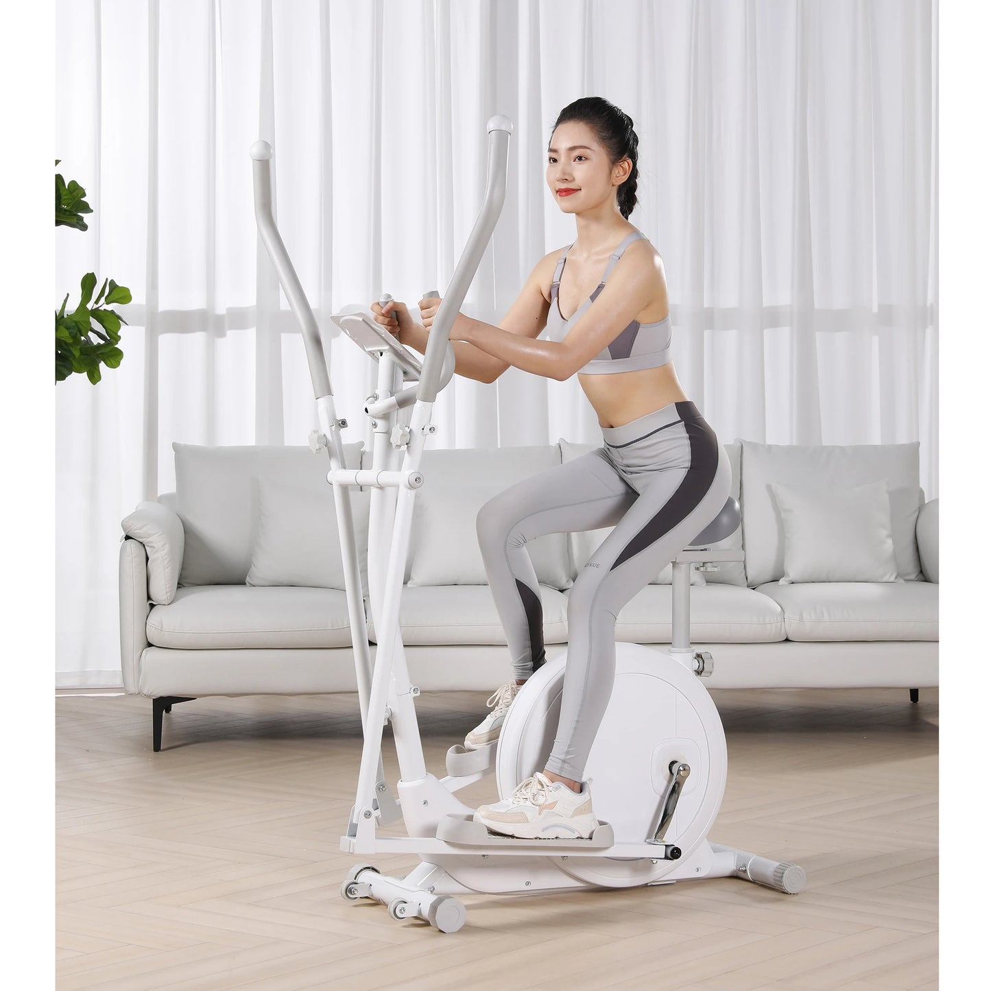 Home Use Elliptical Machine with LCD Monitor, Compact Magnetic Cross Trainer for Cardio Fitness Training