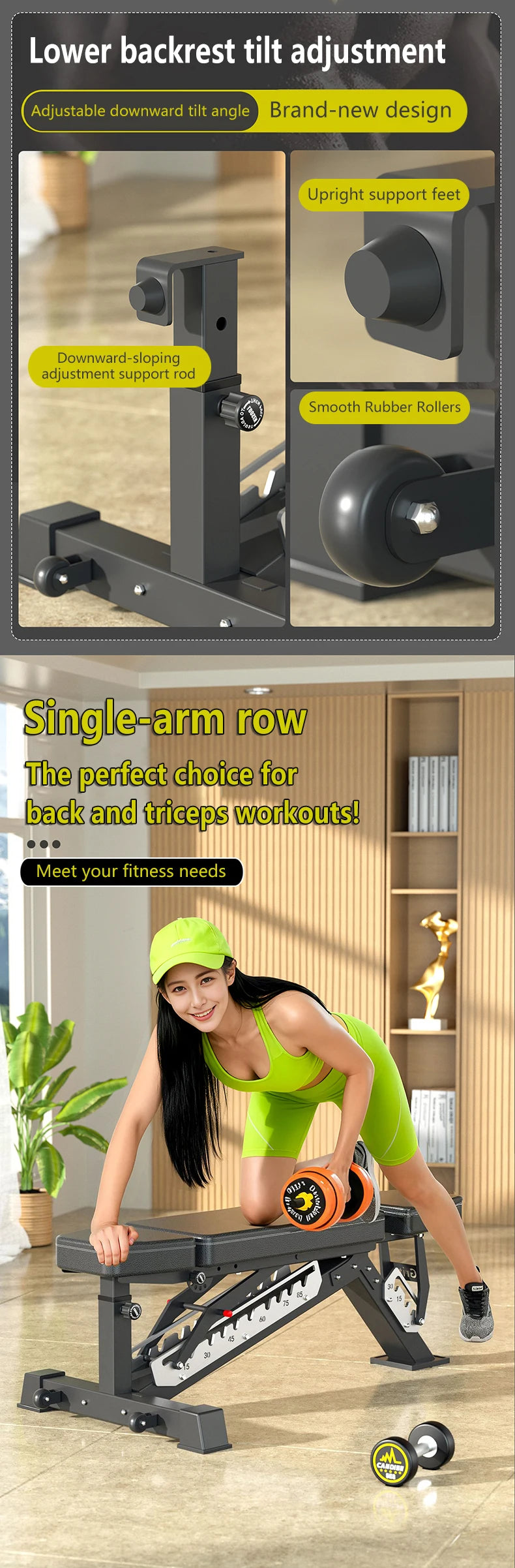 Multifunctional Adjustable Weight Bench Foldable Dumbbell Bench Press Sit-up Training Workout Chair Indoor Home Gym Fitness Exer