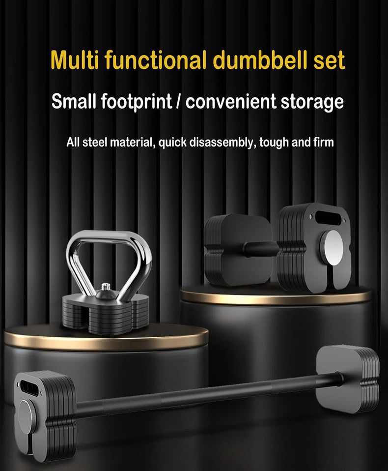 2026 Durable Solid Steel Adjustable Dumbbell 4kg-102kg Quick Adjust 2kg Step Square Plug In Dumbbell For Home Full Body Muscle B