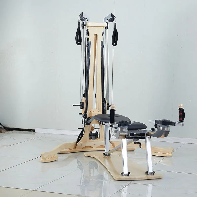 Wooden Pilates Reformer with Tower Gym Equipment for Yoga Studio Home Core Training Fitness Machine