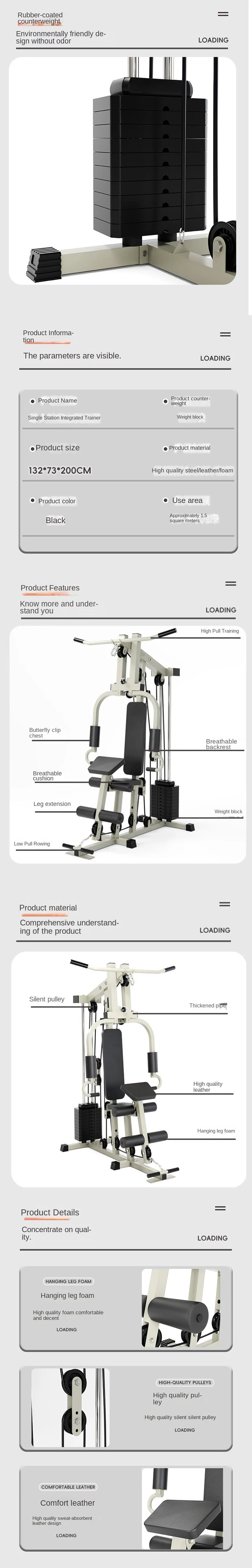 Multi-Function Home Gym Station, Single Station Full Body Workout Machine with Weight Stack, Strength Training Equipment for Che