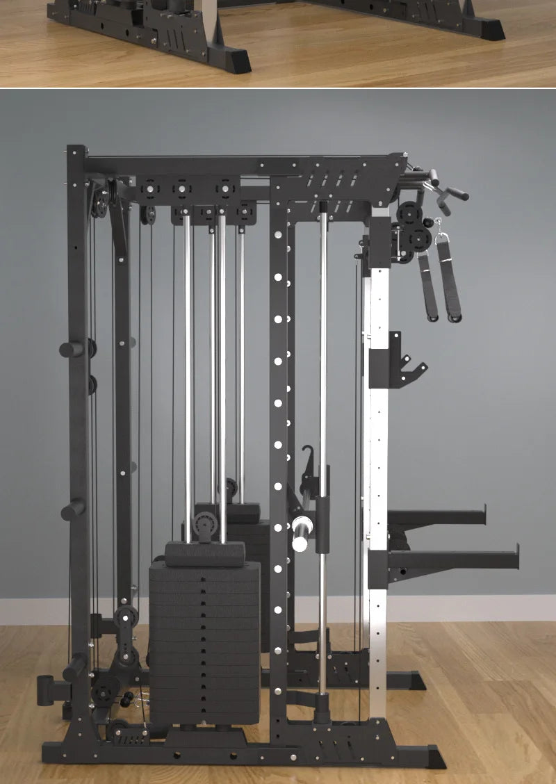Multi-Function Smith Machine Home Gym Smith Rack Cable Crossover Fly Station Squat Bench Press Weight Lifting Fitness Equipment
