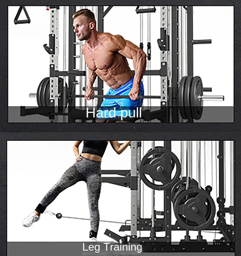 Multi-Function Smith Machine Home Gym Smith Rack Cable Crossover Fly Station Squat Bench Press Weight Lifting Fitness Equipment