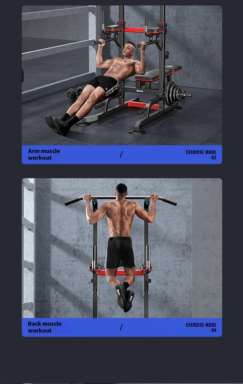 All-in-One Home Gym Power Tower with Weight Bench, Dip Bars & Pull Up Bar for Push-ups, Dips, Pull-ups, Leg Raises