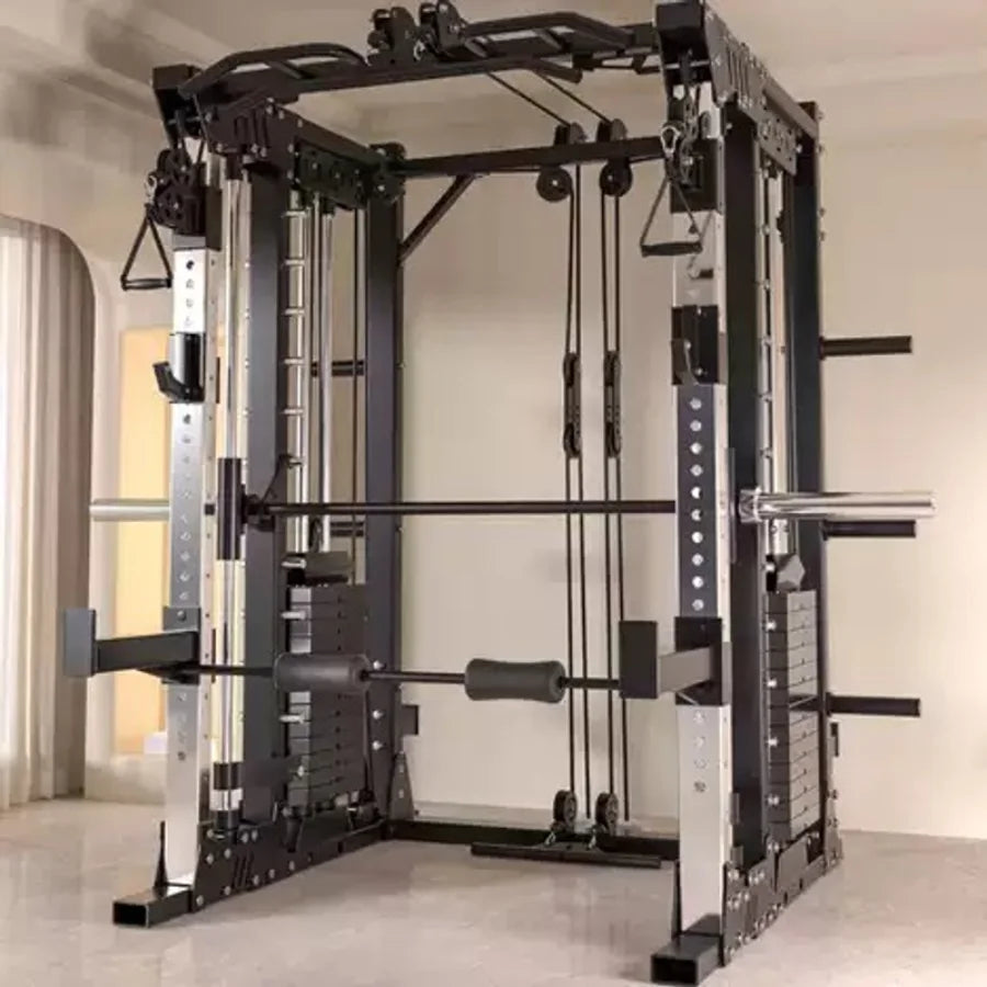 Multi-Function Smith Machine Home Gym Smith Rack Cable Crossover Fly Station Squat Bench Press Weight Lifting Fitness Equipment