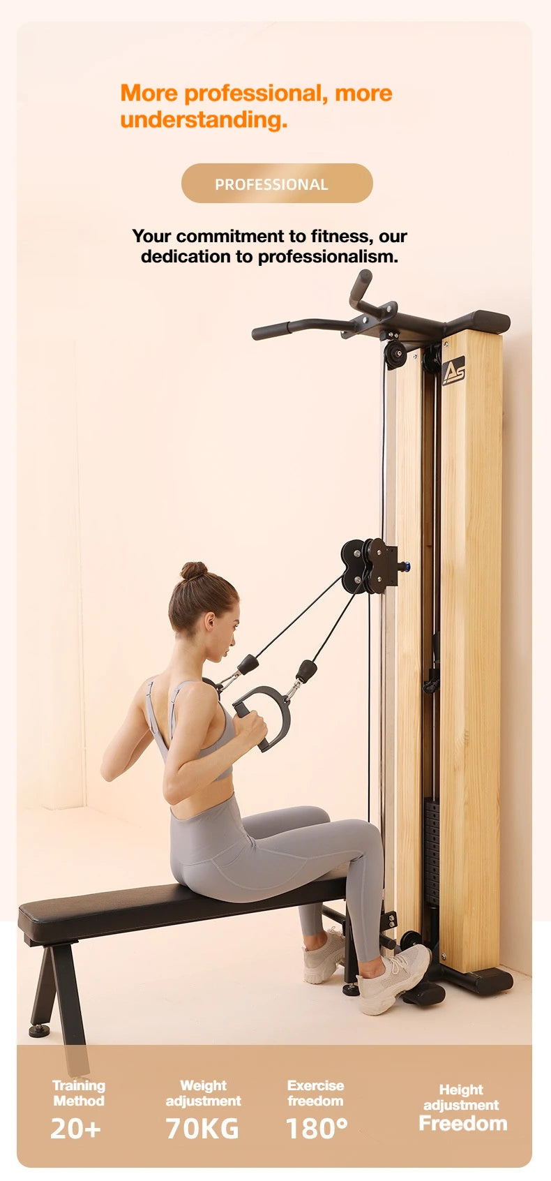 Wall Mounted Cable Pulley Machine with Pull Up Bar, Lat Pulldown Bench, Home Gym Strength Training Equipment
