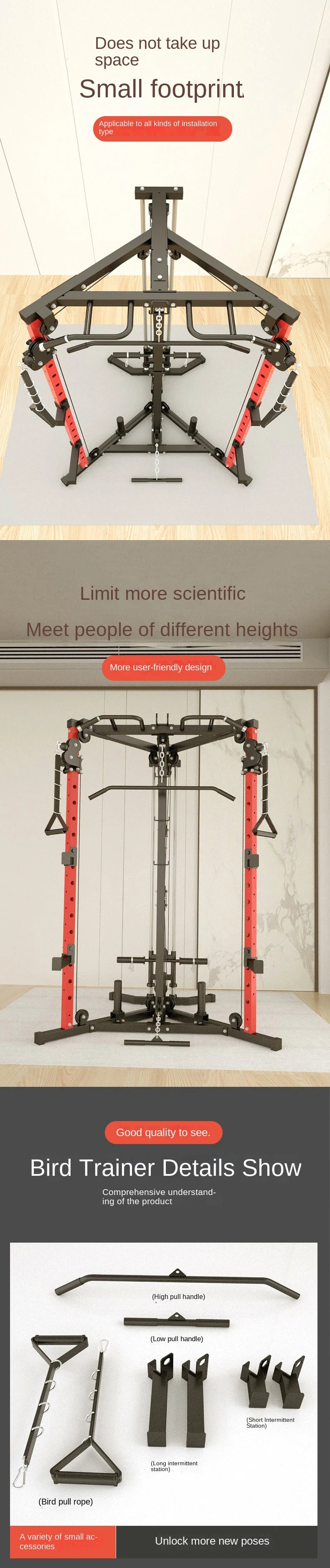 Multi-Functional Cable Crossover Machine, Home Gym Functional Trainer with Adjustable Pulley