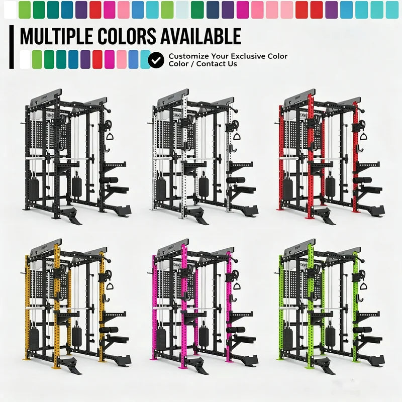 Pin Loaded Smith Machine Multi Function Squat Rack Commercial Home Gym Strength Training Equipment with Cable System & Pec Fly