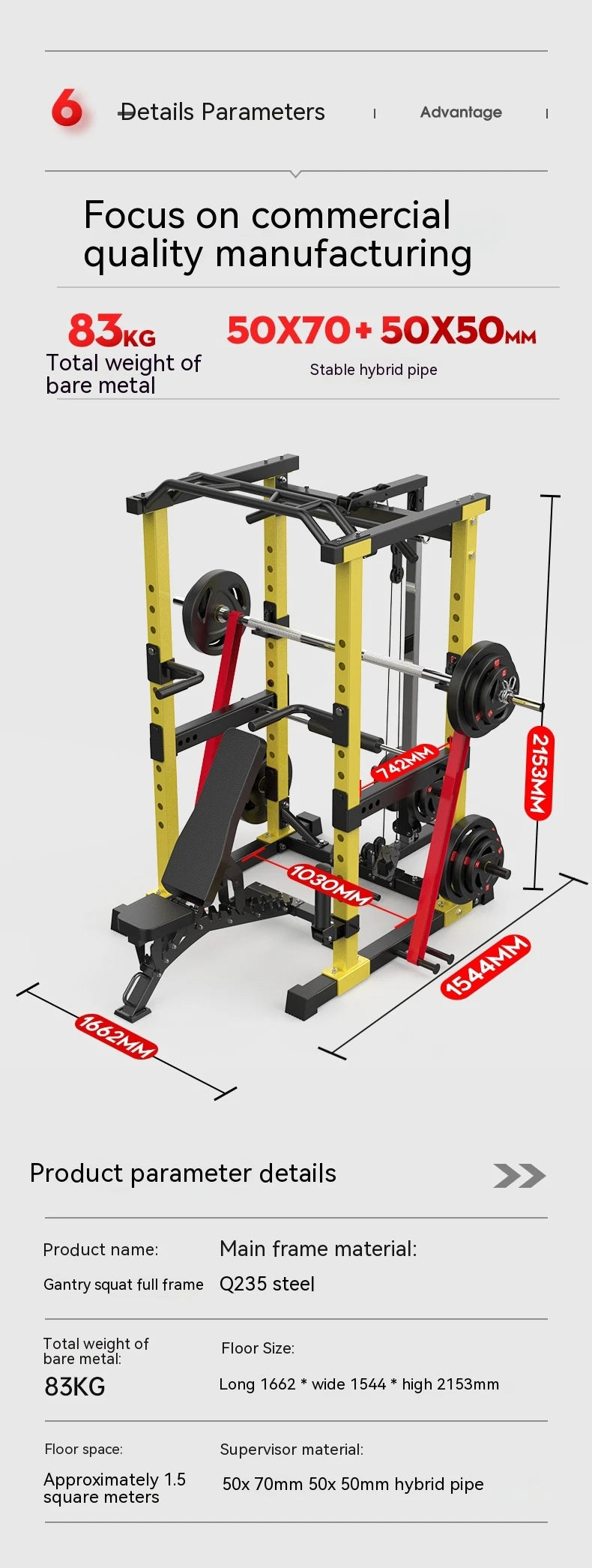 Multifunctional Power Rack with Lat Pulldown - Commercial Grade Home Gym Squat Cage for Weightlifting, Bench Press & Strength Tr