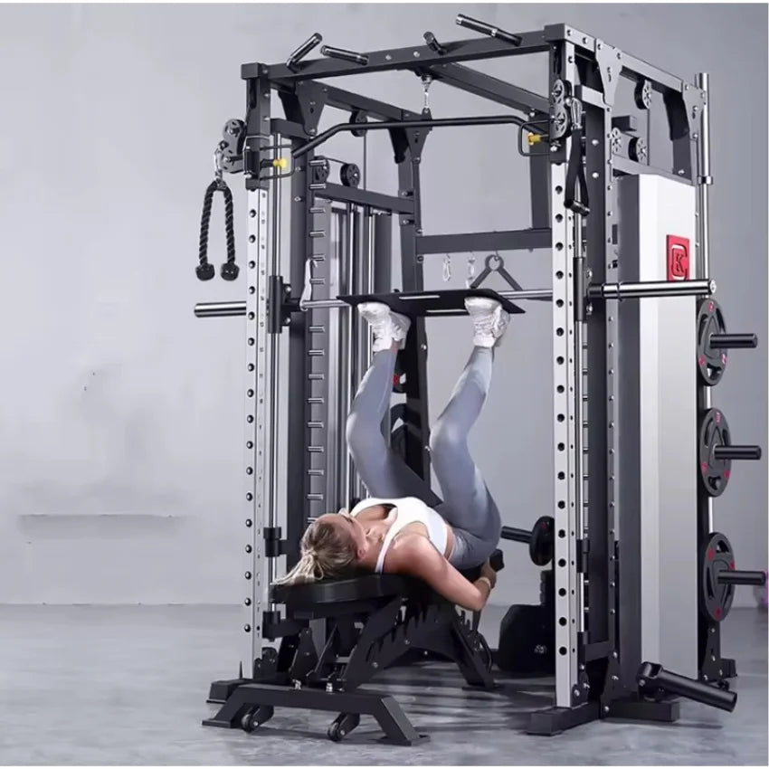 Smith Machine Power Rack Multifunctional Squat Rack Cable Crossover Integrated Comprehensive Home Gym Fitness Equipment