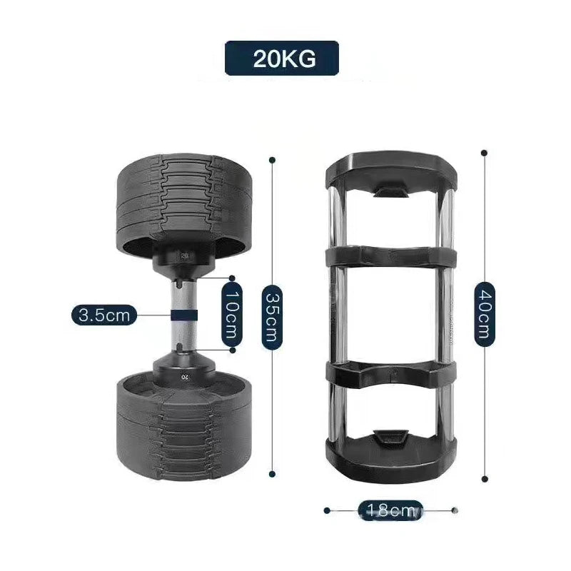 Multi-Color Adjustable Dumbbell Set, 2KG(5LB) or 4KG(9LB) Increment, Up to 50KG(110LB), Fast Adjustable Dumbbells for Home Gym