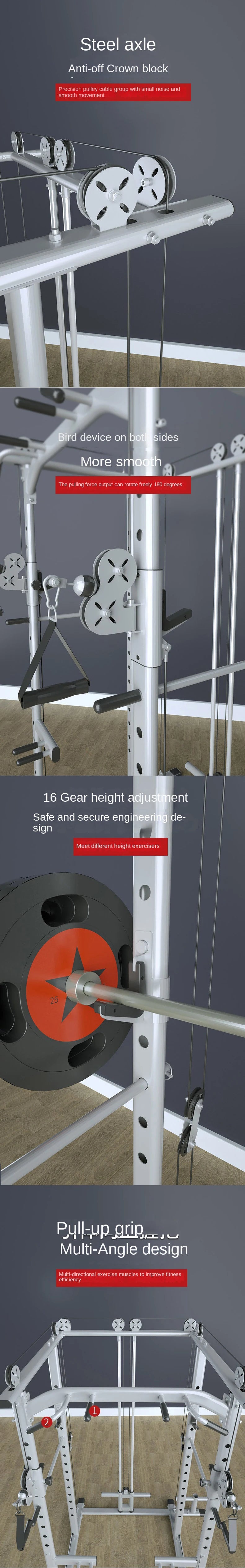 Commercial Grade Smith Machine Power Cage, All-in-One Home Gym Equipment with Cable System, Squat Rack & Weightlifting Station f