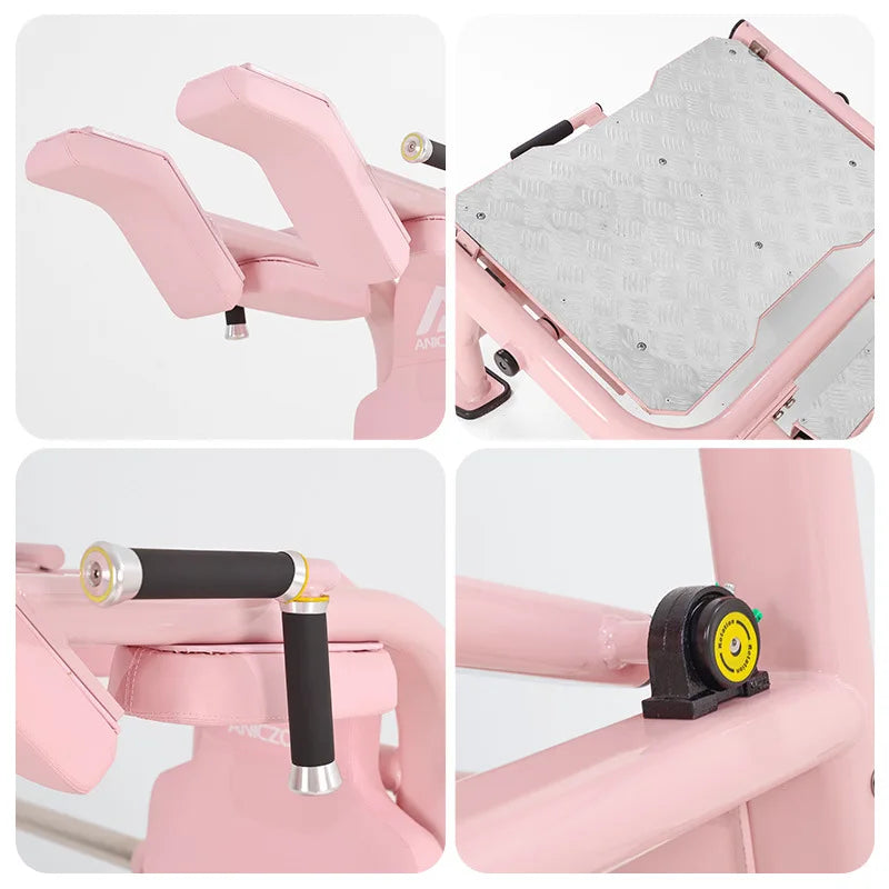 Pink Commercial Hack Squat Machine Plate Loaded 2-in-1 Leg Press Gym Equipment for Home & Studio Leg Strength Training