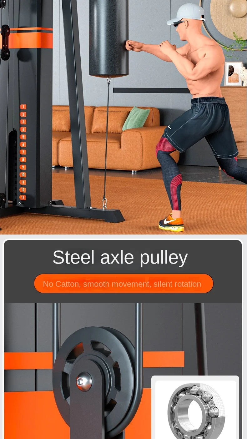 Multi-Function Home Gym Station All-in-One Strength Training Equipment with Punching Bag for Full Body Workout