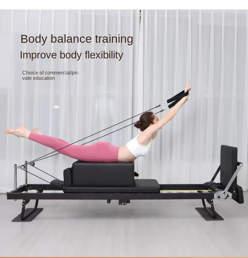 Foldable Pilates Reformer Machine, Professional Pilates Core Bed for Home Gym, 150kg Capacity Yoga Fitness Equipment