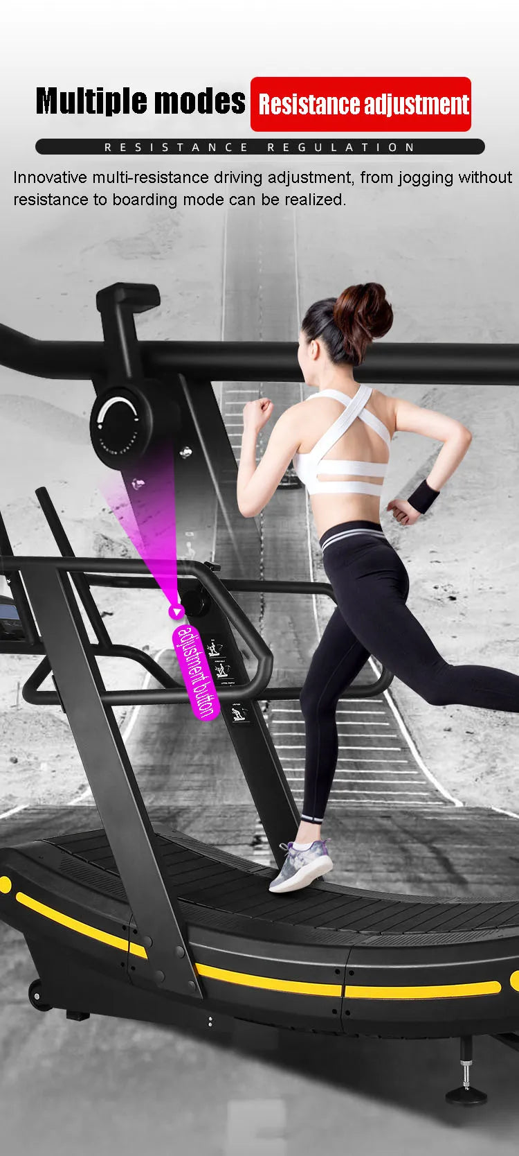 Non-Motorized Curved Treadmill Commercial Grade Manual Air Runner for Gym Fitness, Self-Powered Curved Treadmill for HIIT Workou