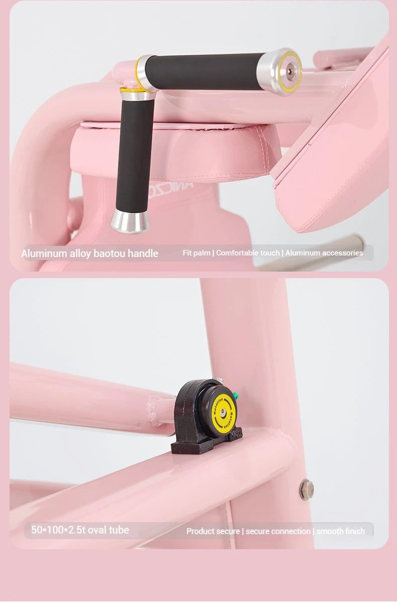 Pink Commercial Hack Squat Machine Plate Loaded 2-in-1 Leg Press Gym Equipment for Home & Studio Leg Strength Training