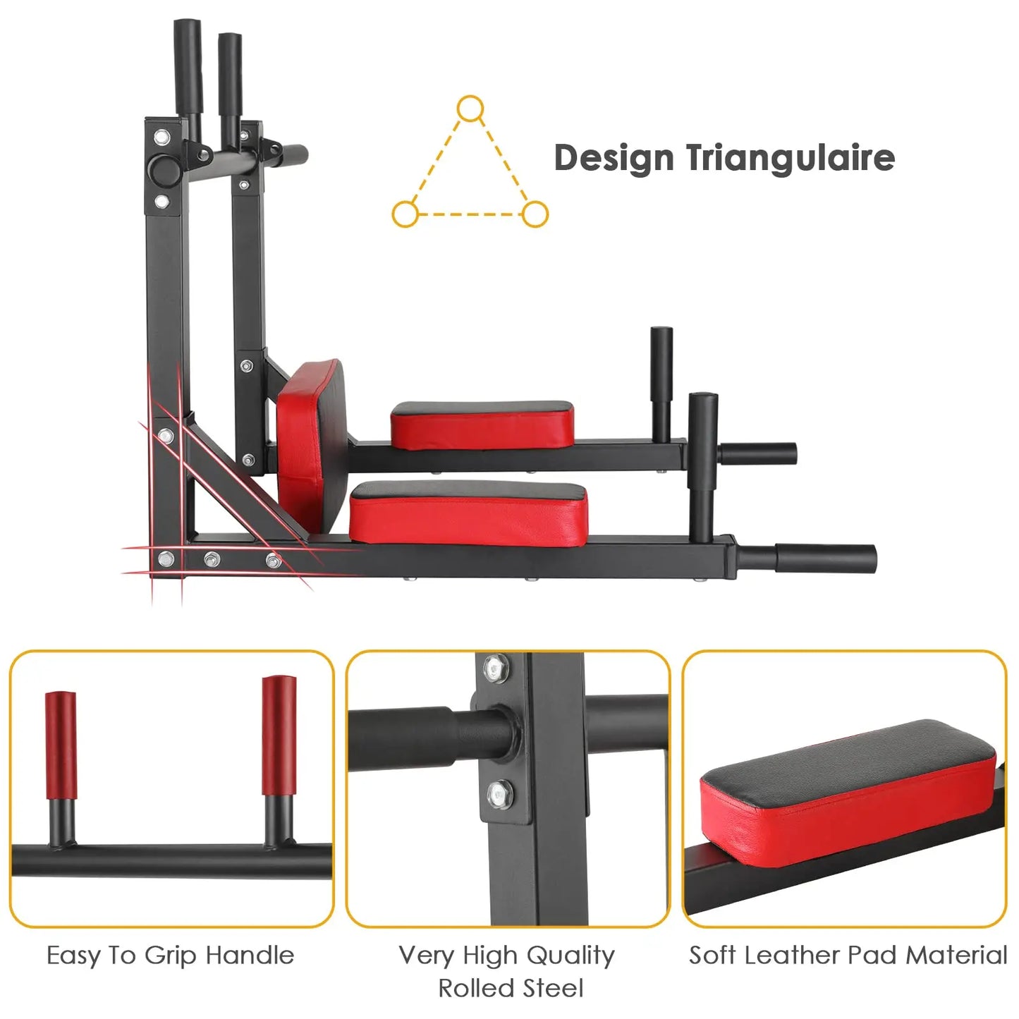 Multifunctional Dip Station with Push Up Bars - Home Gym Parallel Bars for Calisthenics, Pull-Ups, Dips, Core Training