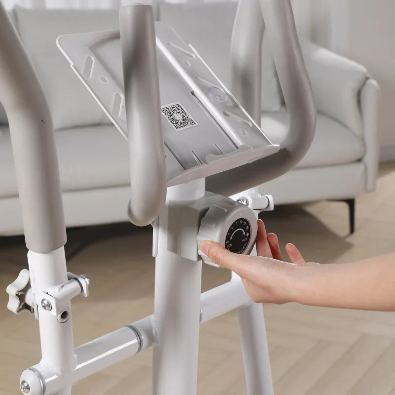 2 in 1 Elliptical Exercise Bike Foldable Cardio Trainer Indoor Fitness Machine with LCD Monitor for Home Gym