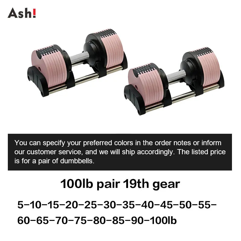 Adjustable Dumbbell Pair 2kg(5lb) or 4kg(9lb) Increase Max 50kg(110lb) Home Gym Weight Set