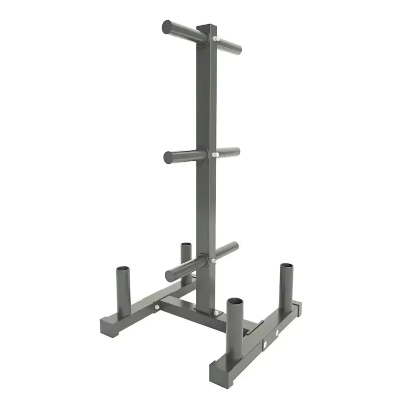 Weight Plate & Barbell Storage Rack, Multi-Function Gym Organizer Stand with Bar Holders and Plate Pegs, Heavy Duty Stee
