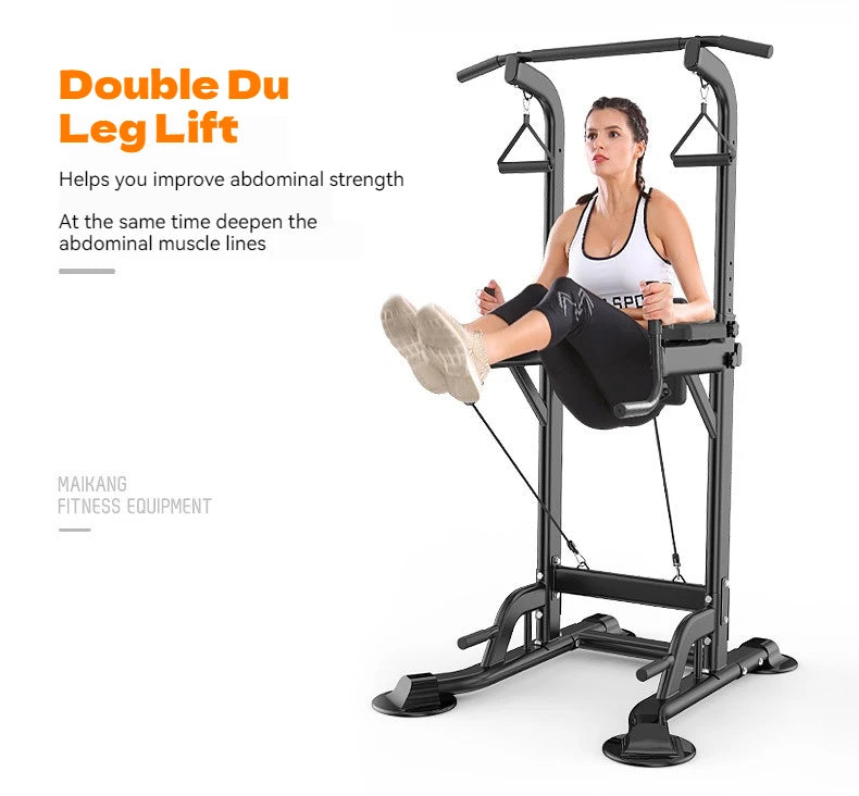Multifunctional Free Standing Pull Up Bar Station, Space-Saving Power Tower for Home Gym, for Adults & Kids Strength Training