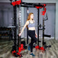 Multifunctional All-in-One Smith Machine Cable Crossover Trainer, Heavy Duty Full Body Strength Training Gym Equipment with Weig