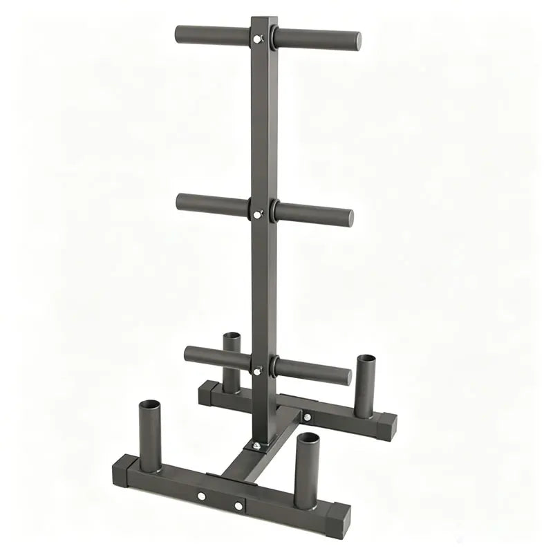Weight Plate & Barbell Storage Rack, Multi-Function Gym Organizer Stand with Bar Holders and Plate Pegs, Heavy Duty Stee