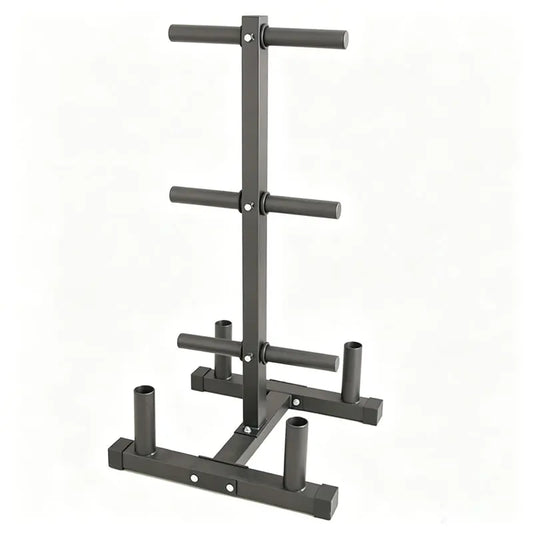 Weight Plate & Barbell Storage Rack, Multi-Function Gym Organizer Stand with Bar Holders and Plate Pegs, Heavy Duty Stee