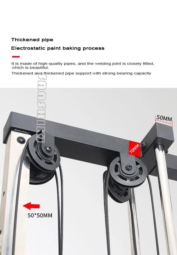 Wall Mounted Cable Pulley Machine Home Gym Lat Pulldown Low Row Arm Strength Training System