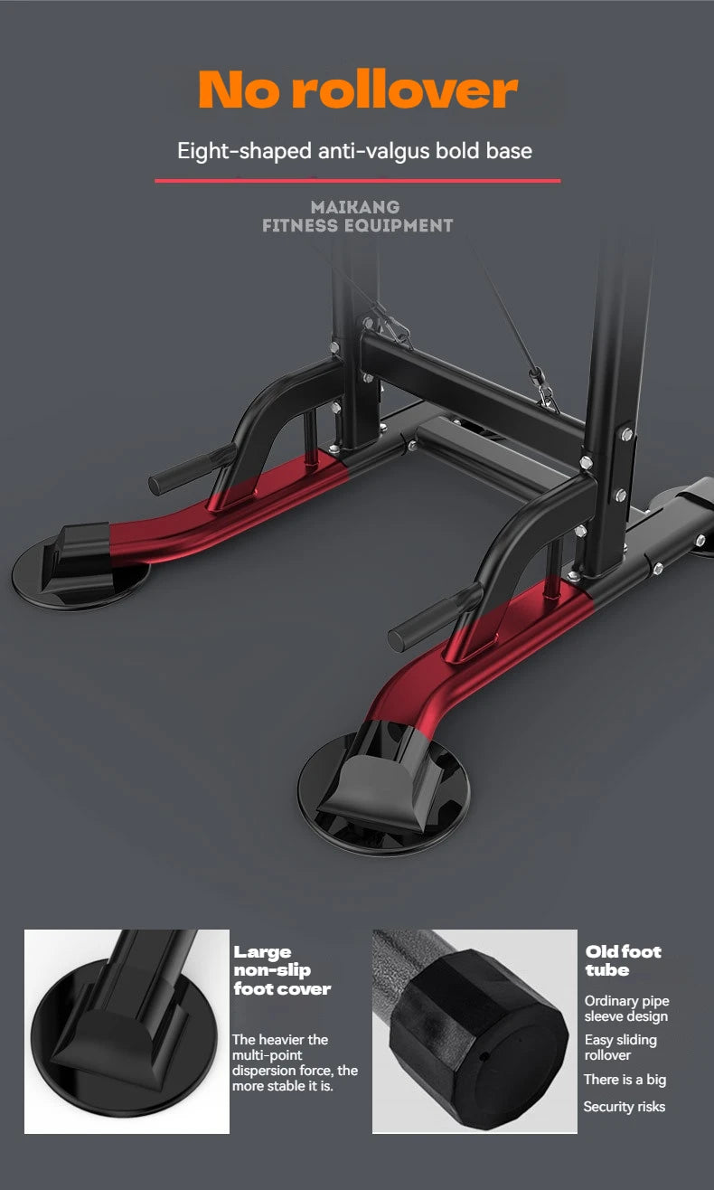 Multifunctional Free Standing Pull Up Bar Station, Space-Saving Power Tower for Home Gym, for Adults & Kids Strength Training