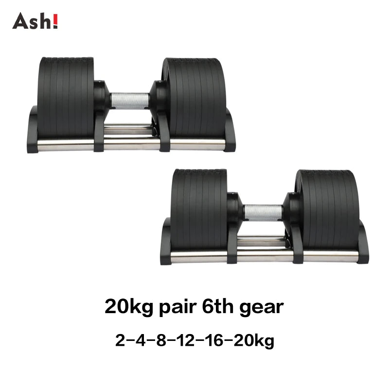 Adjustable Dumbbell Pair 2kg(5lb) or 4kg(9lb) Increase Max 50kg(110lb) Home Gym Weight Set