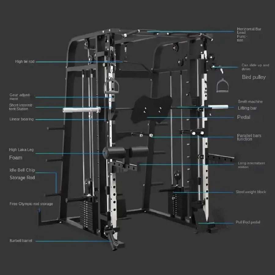 Integrated Long Frame Squat Rack Commercial Home All-in-one Smith Machine Bird Gym Comprehensive Fitness Equipment