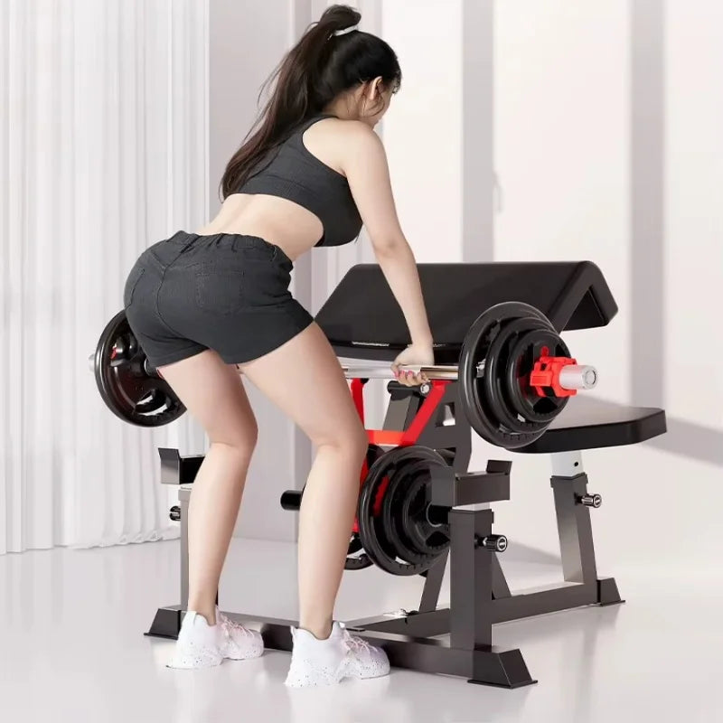 3 in 1 Preacher Curl Machine Bicep Tricep Workout Station Barbell Dumbbell Training Equipment Home Gym Strength Fitness Machine