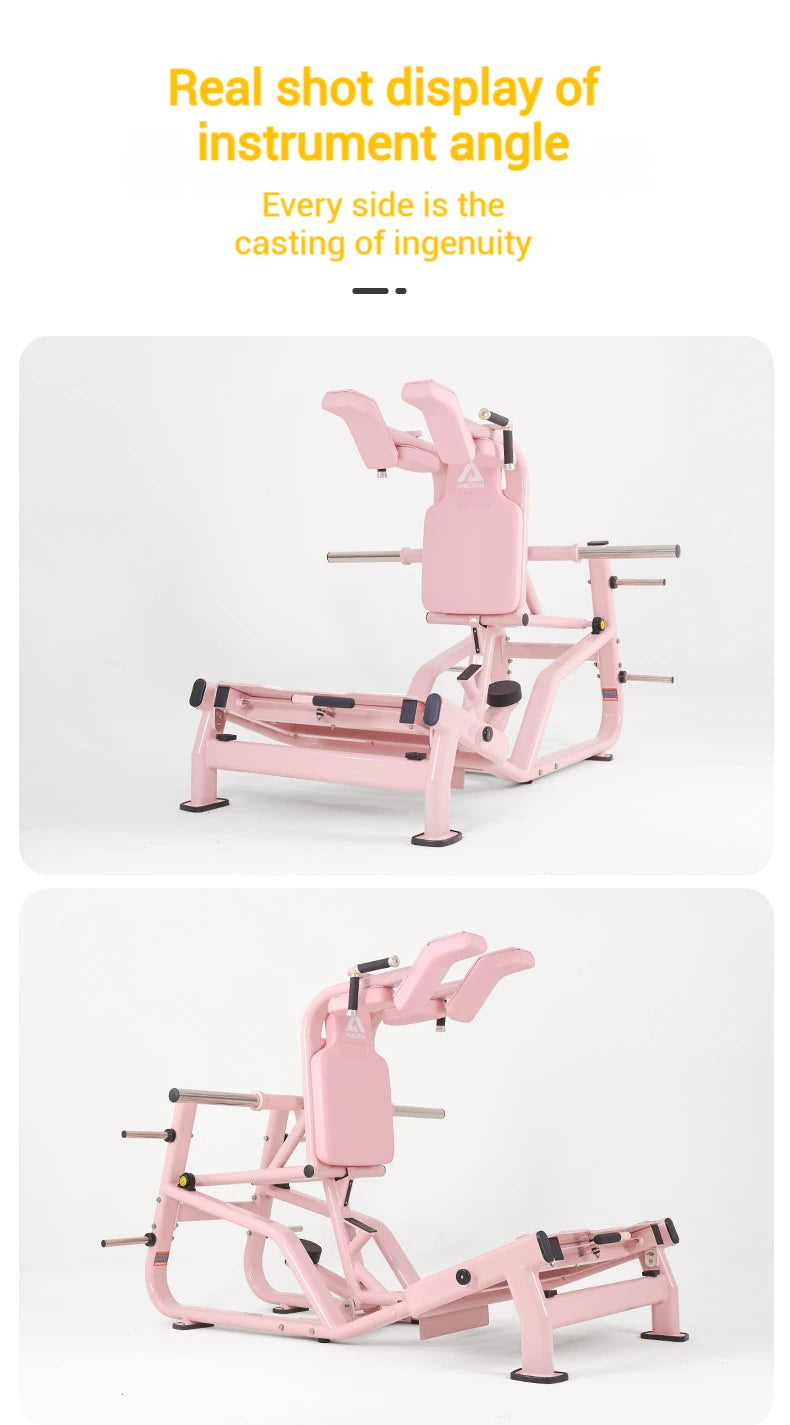 Pink Commercial Hack Squat Machine Plate Loaded 2-in-1 Leg Press Gym Equipment for Home & Studio Leg Strength Training