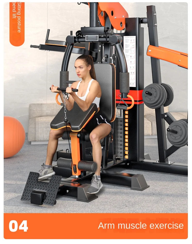 Heavy Duty 3 Station Functional Trainer Power Rack Cable Crossover Squat Rack Gym Machine