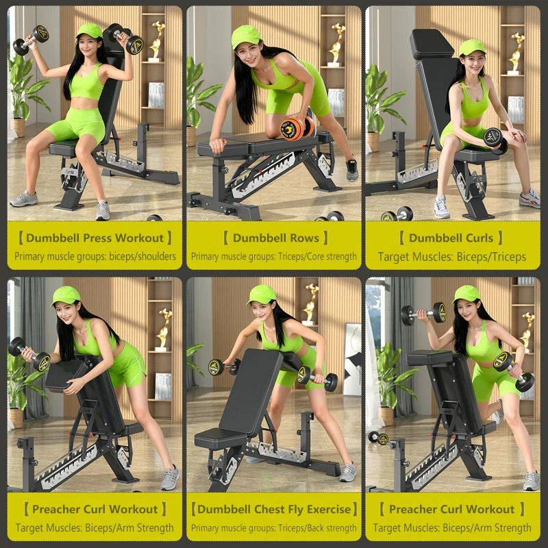 Multifunctional Adjustable Weight Bench Foldable Dumbbell Bench Press Sit-up Training Workout Chair Indoor Home Gym Fitness Exer