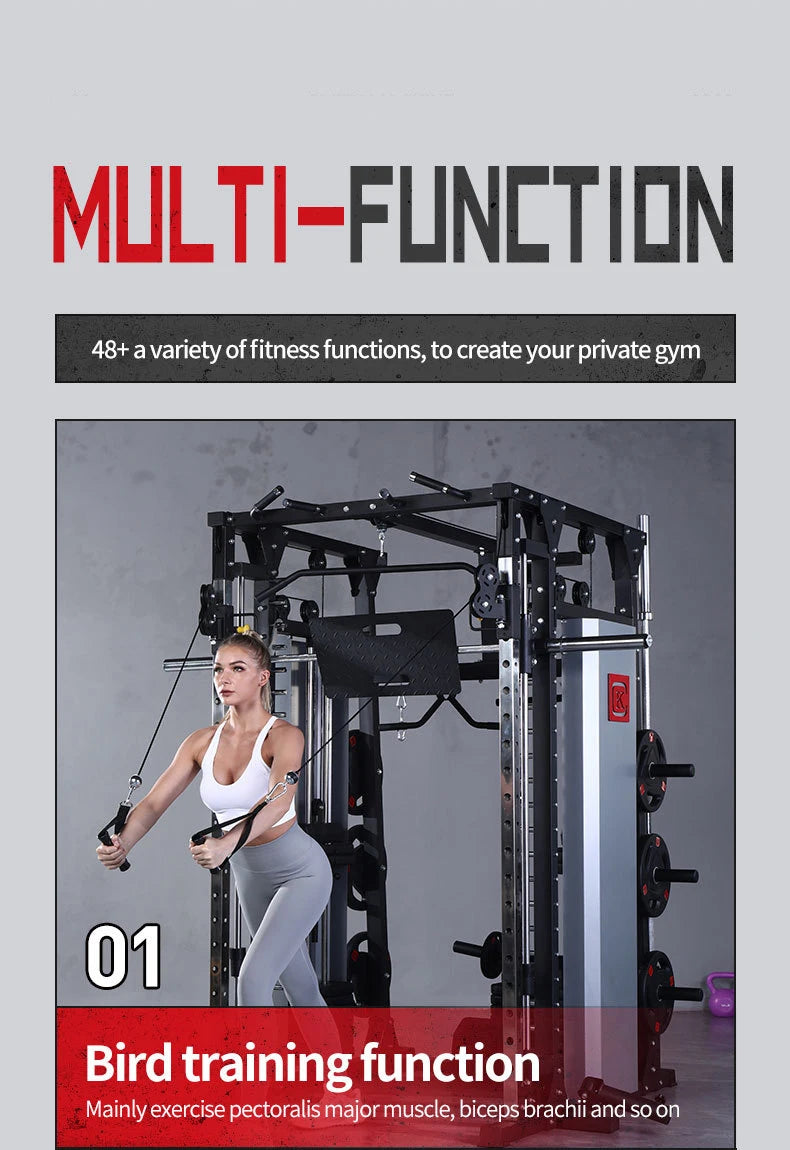 Smith Machine Power Rack Multifunctional Squat Rack Cable Crossover Integrated Comprehensive Home Gym Fitness Equipment