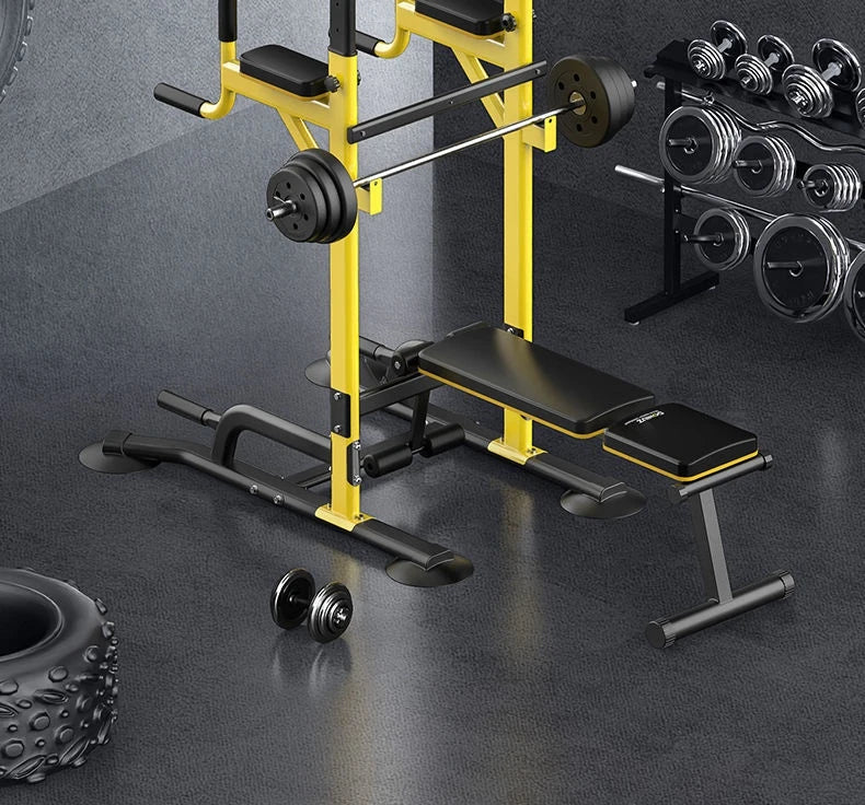 Multi-Function Pull Up Bar Station Home Gym Adjustable Dip Station Weight Bench Full Body Strength Training Workout Equipment