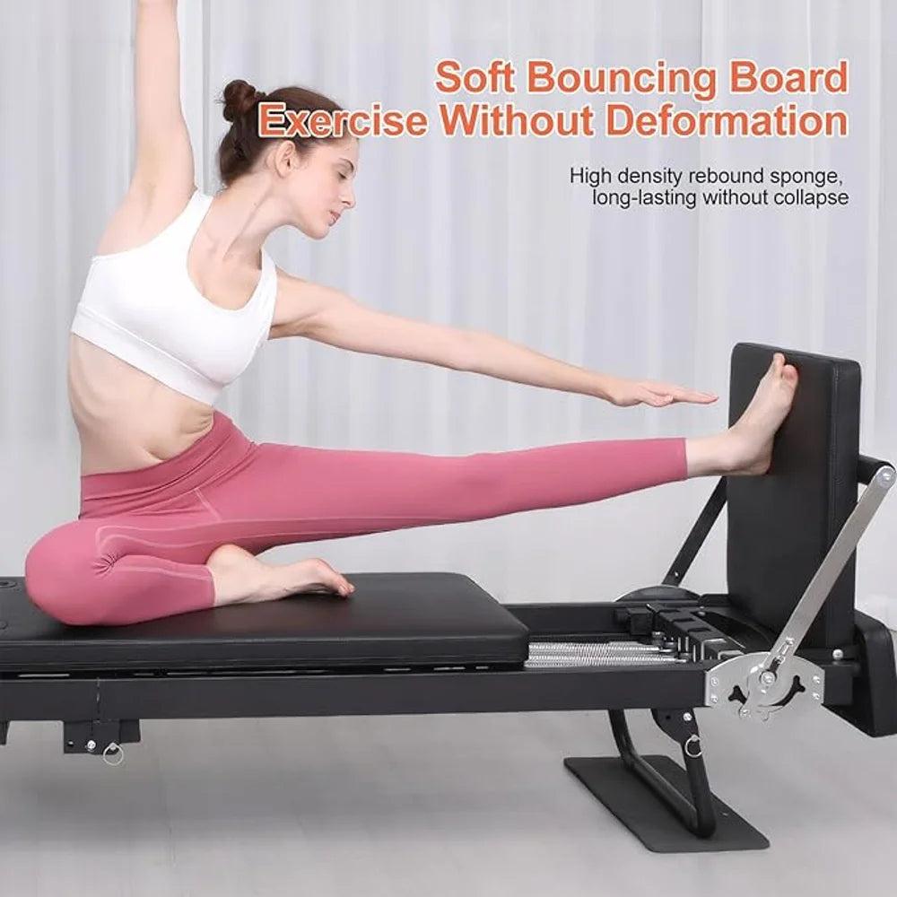 Foldable Pilates Reformer Machine, Professional Pilates Core Bed for Home Gym, 150kg Capacity Yoga Fitness Equipment
