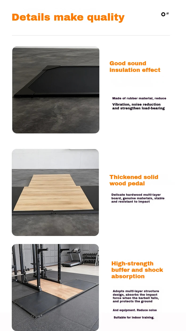 Weightlifting Platform with Shock Absorbing Rubber Pads, Deadlift Squat Training Floor Mat, Home Gym Equipment