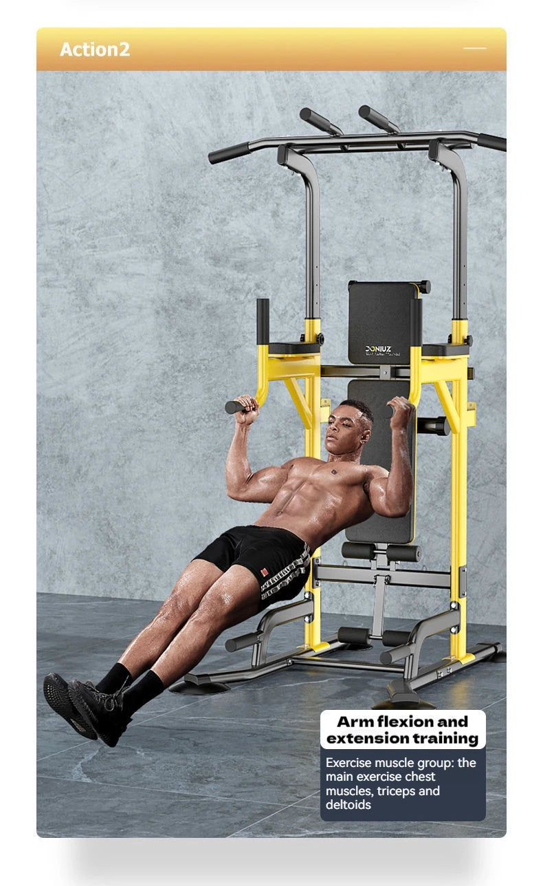 Multi-Function Pull Up Bar Station Home Gym Adjustable Dip Station Weight Bench Full Body Strength Training Workout Equipment