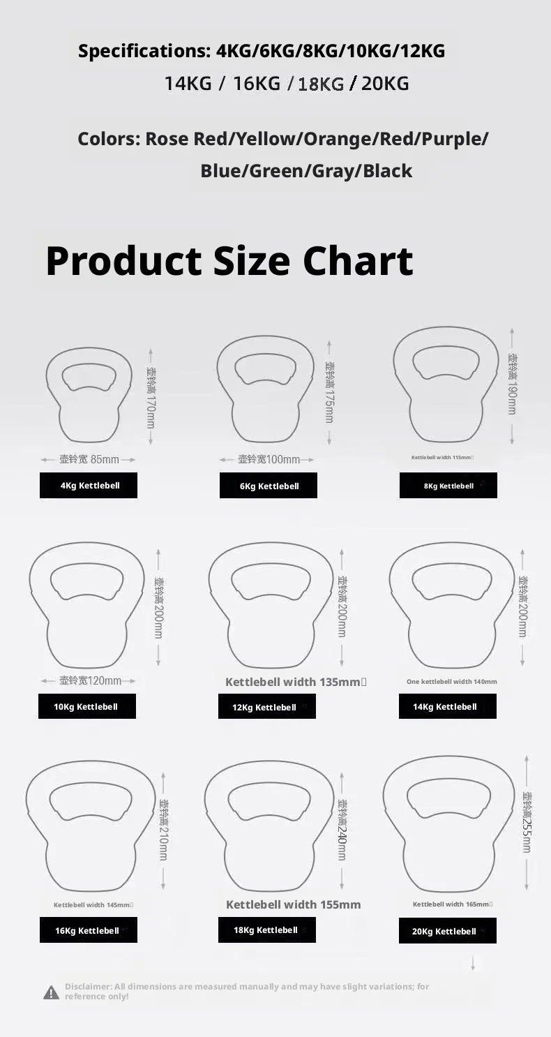Adjustable Neoprene Kettlebell Competition Grade Coated Gym Home Fitness Weight Lifting Strength Training Equipment Men Women