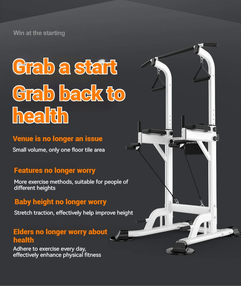 Multifunctional Free Standing Pull Up Bar Station, Space-Saving Power Tower for Home Gym, for Adults & Kids Strength Training