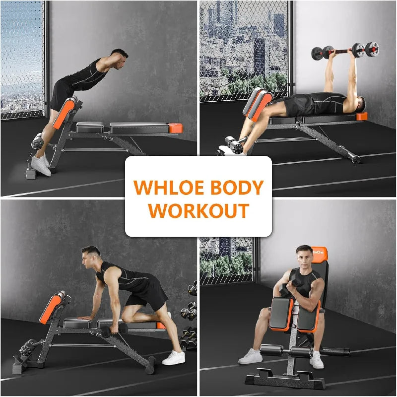 Adjustable Roman Chair Hyperextension Bench Back Extension Abdominal Core Trainer Home Gym Fitness Equipment